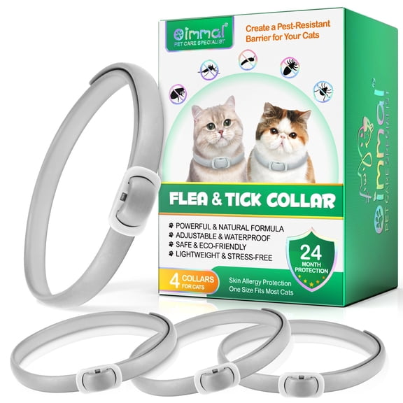 Cat Fl-ea Collar & Kittens 12 Weeks+, Adjustable Soft Waterproof Cat Collar, Create a Pest-Resistant Barrier for Your Cats - Gray