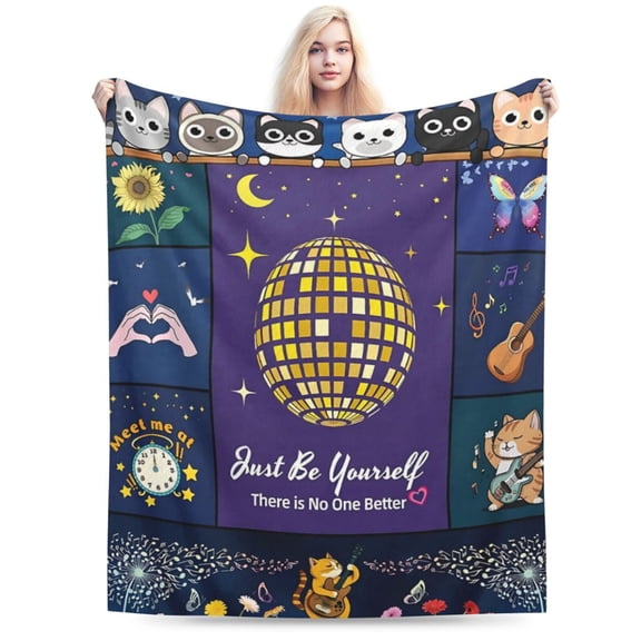 Cat Flannel Throw Blanket Birthday Gift for Fans 50x40