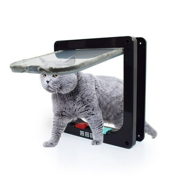 Cat Flap Door 4 Way Locking Pet Cat Puppy Door for Interior Exterior Doors Gate Frame
