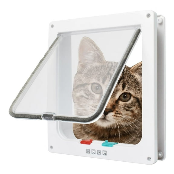 Cat Flap Door 4 Way Locking Weatherproof Pet Doors for Interior Exterior Sliding Door Doggie Door Insert