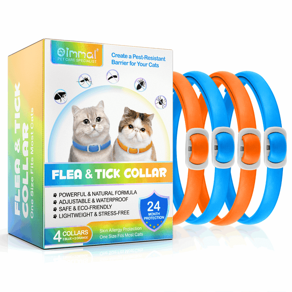 Cat Fle-a Collar 4 PCS, Collar Repelente De Insectos, Daily Skin Protection, Suitable for Indoor and Outdoor Use, Coat Bug Care, Blue & Orange