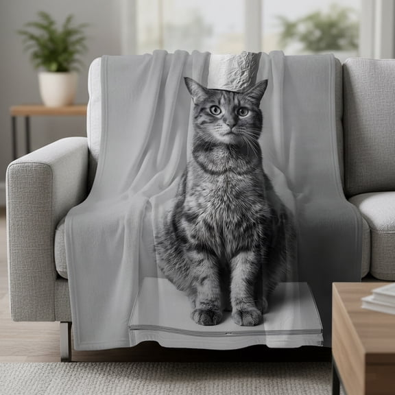 Cat Fleece Throw Blanket Toilet Paper Funny Animal Ultra Soft Fuzzy Cozy Flannel Throw Blanket for Couch Sofa Bed Car Travel, Ideal Gifts 30x40 Inches