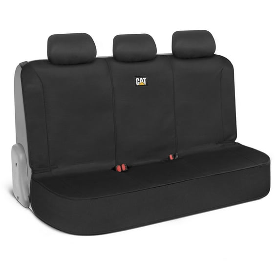 Cat® FlexFit™ Seat Cover for Cars Trucks SUV, Zipper Split Rear Bench Protector with Durable Canvas Material, Interior Cover in Black
