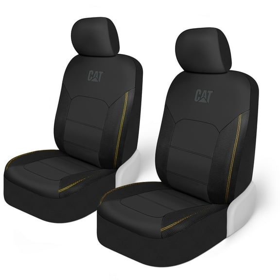 Cat FlexHybrid Car Seat Covers, Black Premium Faux Leather Mesh Seat Covers for Cars Trucks SUV, Universal Fit Car Seat Covers Front Seats Only, Automotive Interior Covers, Ideal Truck Seat Covers