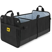 Caterpillar Car Trunk Organizer Storage Collapsible Dual-Compartment Automotive Adjustable Pockets Expandable Sturdy Multipurpose Folding Cargo