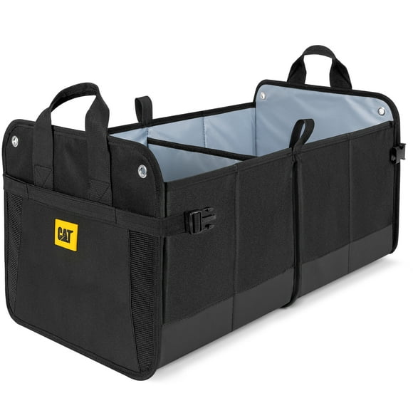 CAT Car Trunk Organizer for Cars Trucks SUV, Collapsible Cargo Storage Bag, Dual-Compartment Adjustable Pockets, Heavy Duty Auto Accessory