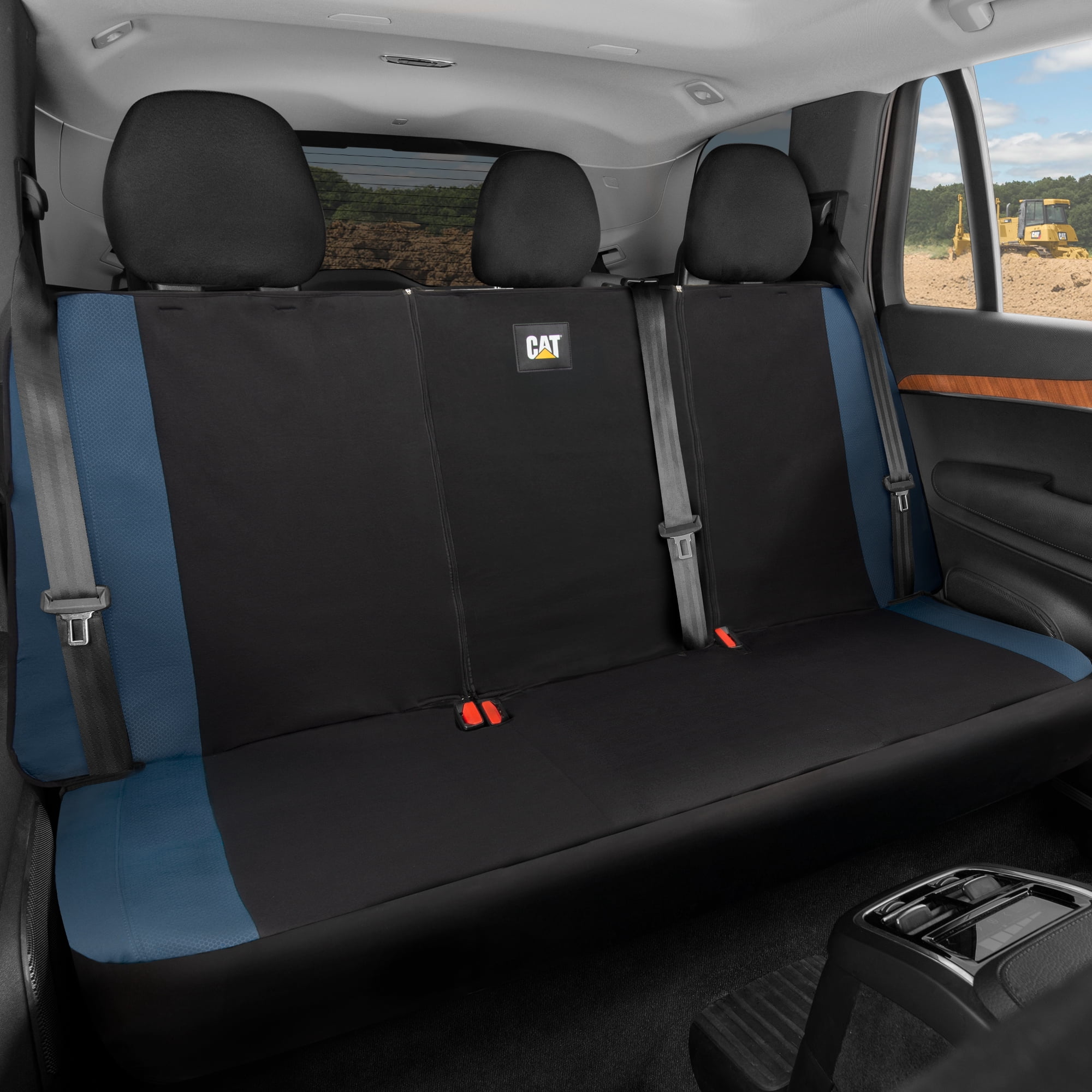 BDK Racing Series Full Set Front & Rear Bench Seat Covers - Black/Blue, Universal