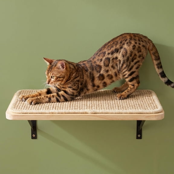 Cat Floating Wall Shelf With Mat  9.7x16.6 Inch Large 1 Thick Wood Window Perches Hanging Shelves Mounted Beds For Sleeping Playing Climbing Support To 30 Lbs