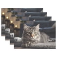 thumbnail image 1 of Cat Floor Sofar 12×18 inch Placemats Heat Resistant Washable Foldable Rectangular Placemats Set Decoration Indoor Outdoor for Kitchen Dining Table 4PCs, 1 of 8