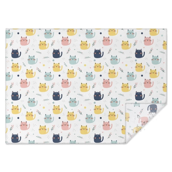 Cat Floral Colorful White Pattern Rectangular Tablecloth 60x84 Inch ...