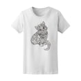 thumbnail image 1 of Cat Floral Ethnic Zendala Doodle T-Shirt Women -Image by Shutterstock, Female Small, 1 of 2