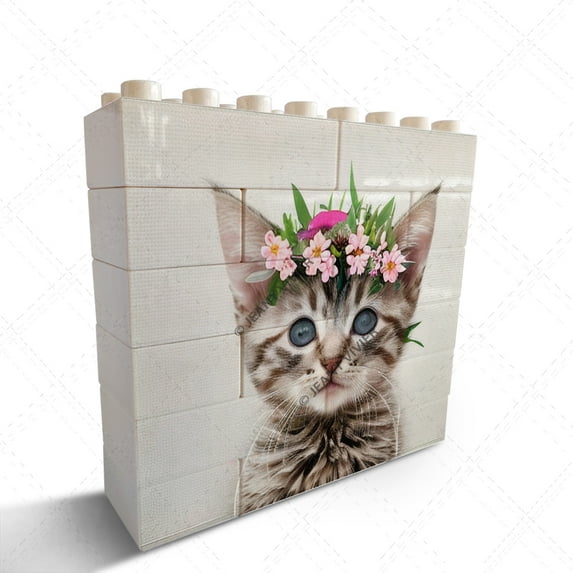 Cat With Flower Crown Novelty Decorative Sign/Plaque Desk Decor Bedroom Decor for Table Shelf Decor Funny Office Decor Birthday Christmas Boss Day Gifts