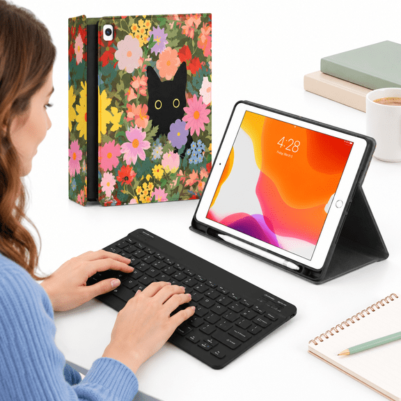 Cat Flower Folio Tablet Case for iPad 7th/8th/9th/Pro 10.5-inch/Air 3rd Generation