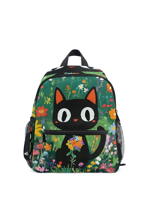 Cat Flower Mini Backpack Cute Small Backpack with Chest Strap and Whistle Ages 3-8