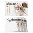 thumbnail image 1 of Cat Flower Placemats Set of 6 Spring Cute Idyllic Animal Garland Floral Place Mats Indoor Wipeable Table Mats Washable Cloth Dining Table Placemats for Kitchen Holiday Party Home Decor 13x19 Inch, 1 of 9