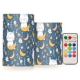 thumbnail image 1 of Cat Flower and Moon Flameless LED Candle Set with Remote, Battery Operated Color Changing Pillar Candles, Set of 2, 1 of 7