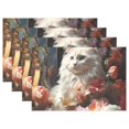 thumbnail image 1 of Cat in Flowers 12×18 inch Placemats Heat Resistant Washable Foldable Rectangular Placemats Set Decoration Indoor Outdoor for Kitchen Dining Table 4PCs, 1 of 8