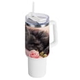 thumbnail image 1 of Cat Flowers 40 oz Tumbler with Handle Insulated&nbsp;Travel Mug&nbsp;Lid Straw Leak Proof Steel Vacuum Water Bottles Glasses Fits in Car Cup Holder, 1 of 7
