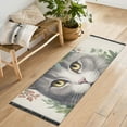 Cat Flowers Leaves Runner Rug Machine Washable Area Rugs Carpet Non