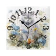 thumbnail image 1 of Cat Flowers Leaves Wall Clock Square Silent Non Ticking Battery Operated Clock for Home Bathroom Kitchen Bedroom Living Room, 1 of 8