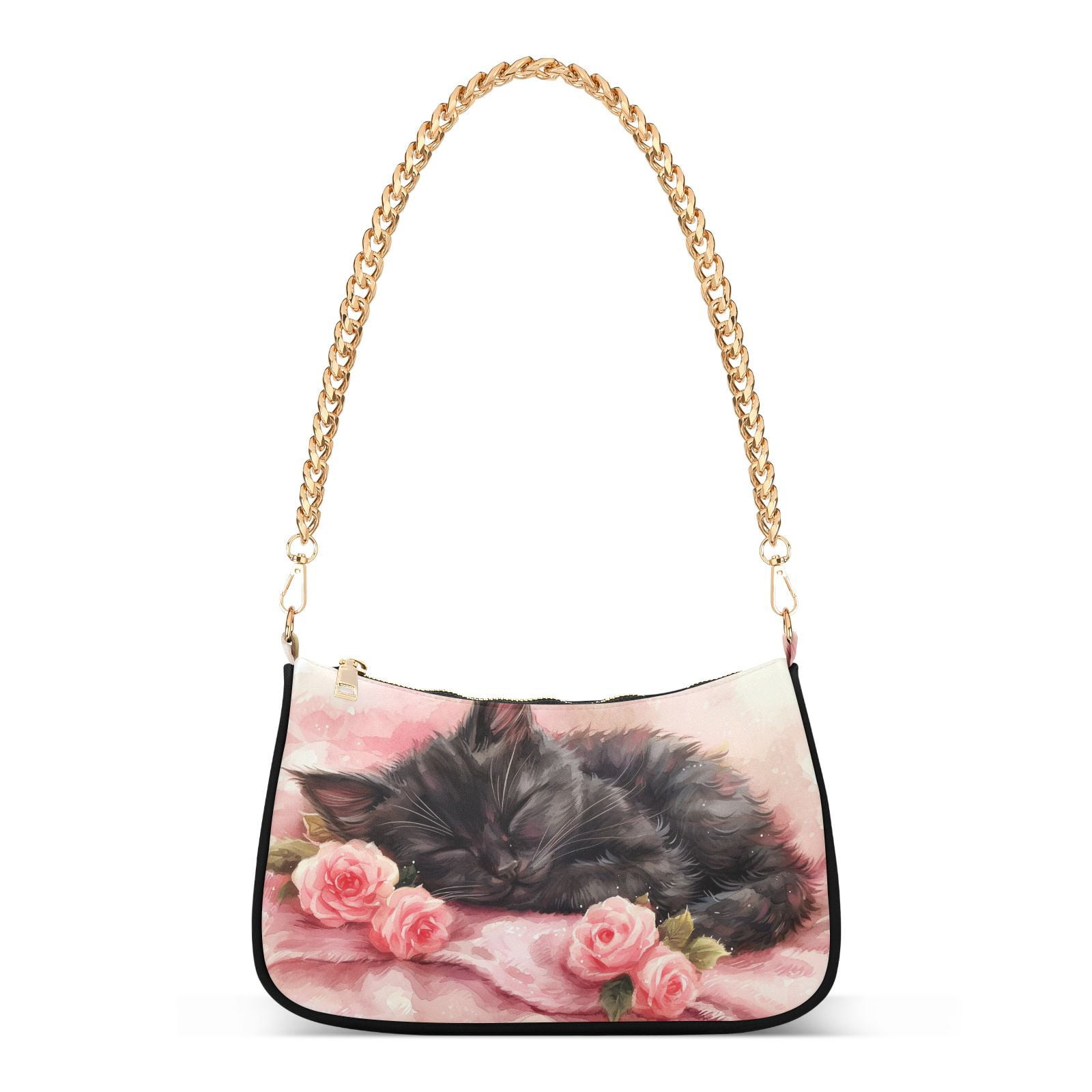 Cat FlowersWomen Small Shoulder Bag Crossbody Tote Hobo Bags Purse Clutch Handbags with Chain Strap for Women