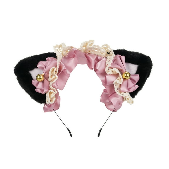 Cat Fluffy Cat Ears Headdress Ribbon Headband Cute Hair Ornament Hair Accessory Lace Cat Ears Hairband For Girls And Women