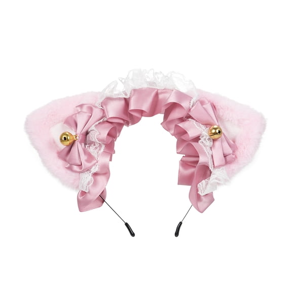 Cat Fluffy Cat Ears Headdress Ribbon Headband Cute Hair Ornament Hair Accessory Lace Cat Ears Hairband For Girls And Women