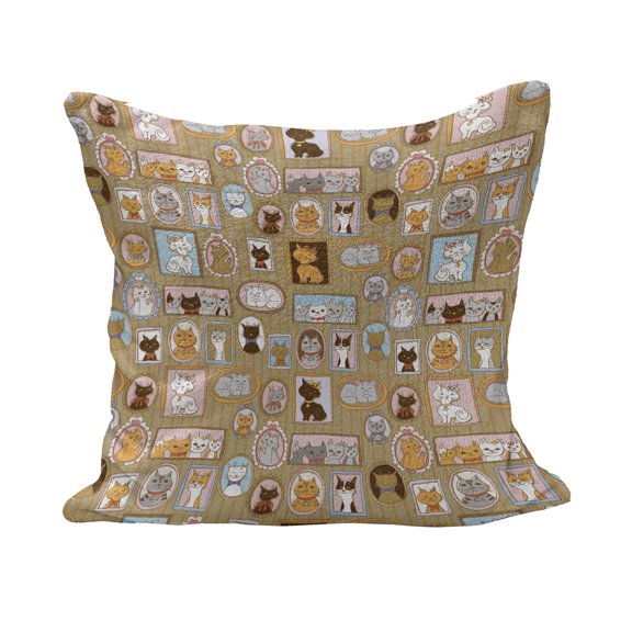 Cat Fluffy Throw Pillow Cushion Cover, Family Tree of a Kitty with Portraits Domestic Feline Characters Gallery Humor Design, Decorative Square Accent Pillow Case, 20" x 20", Multicolor, by Ambesonne