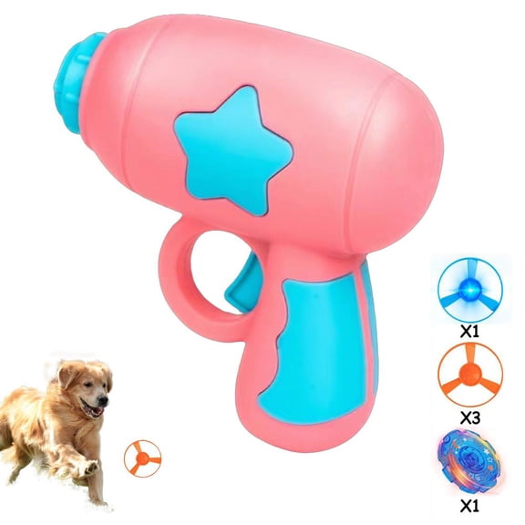 Cat Flying Disc Launcher Toy Set with 5 Propellers, Interactive Fetch Toy for Indoor Cats & Dogs, High-Visibility Saucers for Hunting Chasing Play, Outdoor Pet Gift