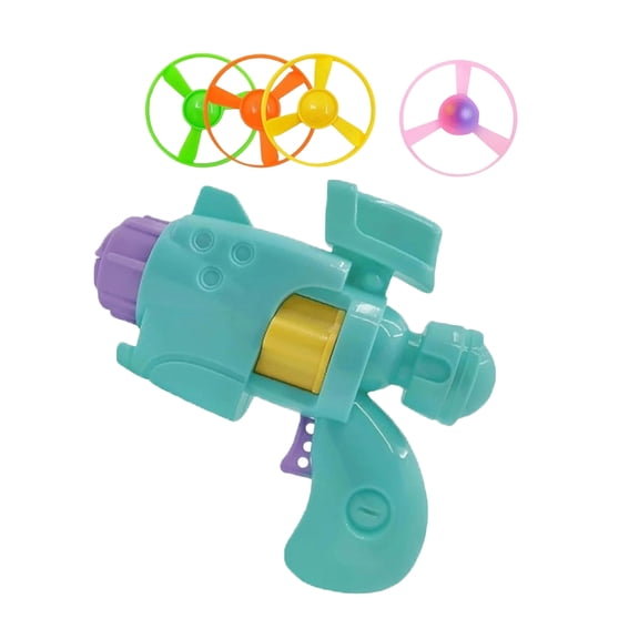 Cat Flying Spinner Launcher Toy Set - 1 Launcher with 3 Light-Up & Non-Light-Up Spinning Blades, Green - Interactive Outdoor Indoor Play for Kittens, Pets