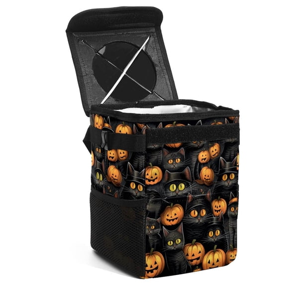 Cat Foldable Car Trash Can with Lid, Leak-Proof, and Hanging Storage Bag - Car Garbage Can, Car Trash Can, Trash Can for Car
