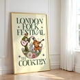 Cat Folk Festival Poster Vintage Wall Decor Cats Playing Guitar Fun ...