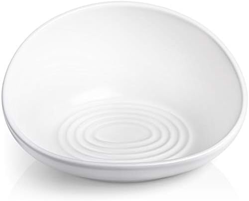 Cat Food Bowl, Ceramic Bowls for Indoor Cats, No Spill Cat Feeding Bowl, Whisker Stress Free Kitten Bowls, Pet Bowls for Food and Water, Includes Silicone Non-Slip Mat (High-Low, White)