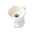 thumbnail image 1 of Cat Food Bowl Large Capacity Raised Elevated 12x10.5cm Ceramic Pet Bowl Wide Shallow Non-Slip, 1 of 6