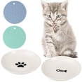 thumbnail image 1 of Cat Food Bowls, 2Pcs Cat Feeding Plates with 2 Non-Slip Silicone Mats, Whisker Stress Free Cat Bowls Wide & Shallow, Wet & Dry Food Dishes for Cats, Puppies, Dishwasher Safe, 1 of 8