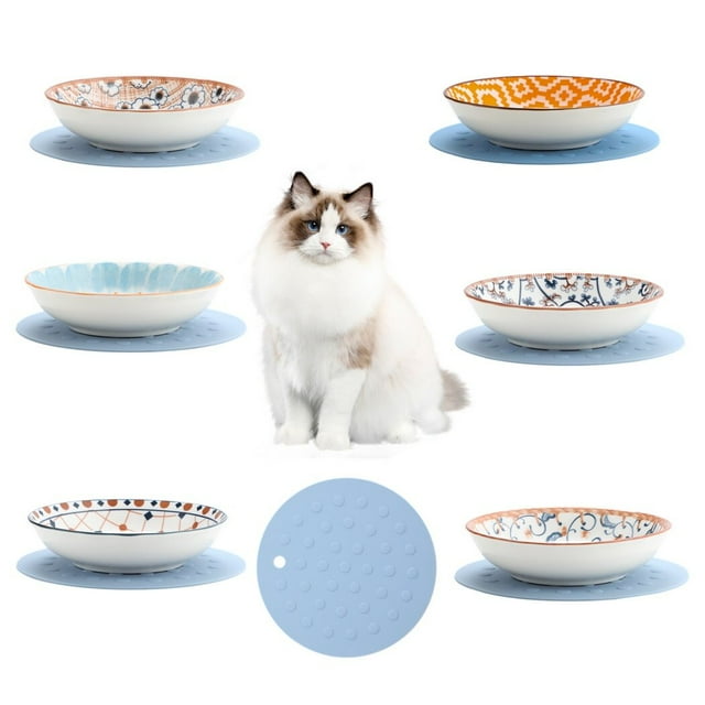 Cat Food Bowls, 6PCS Ceramic Cat Bowls, Cat Dishes with Fine Textures