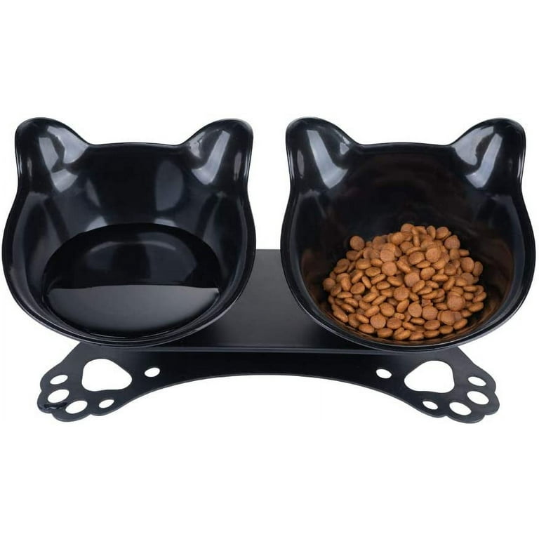 Cat Food Water Bowl Set - Raised Cat Bowls with Non Slip Stand - Elevated  Puppy Bowls for