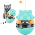 thumbnail image 1 of Cat Food Dispenser Treat Toys, Interactive Treat Dispensing Slow Feeder Pet Food Treat Ball, Funny Tumbler Style IQ Training Toy with Dual Rolling Balls & Detachable Wand for Cats Kitten, Blue, 1 of 7