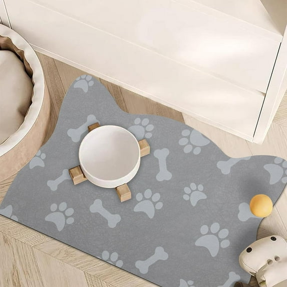 Cat Food Mats, Dog Food Mat, Cat Food Mat No Slip Cat Mat for Food and Water, 16.9"x24" Gray