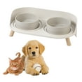 thumbnail image 1 of Cat Food Water Bowl Set - Raised Cat Bowls with Non Slip Stand - Elevated Puppy Bowls - Double Ceramic Cat Feeding Bowls - 2 x 480 ML - 16.23 OZ - Grey, 1 of 8