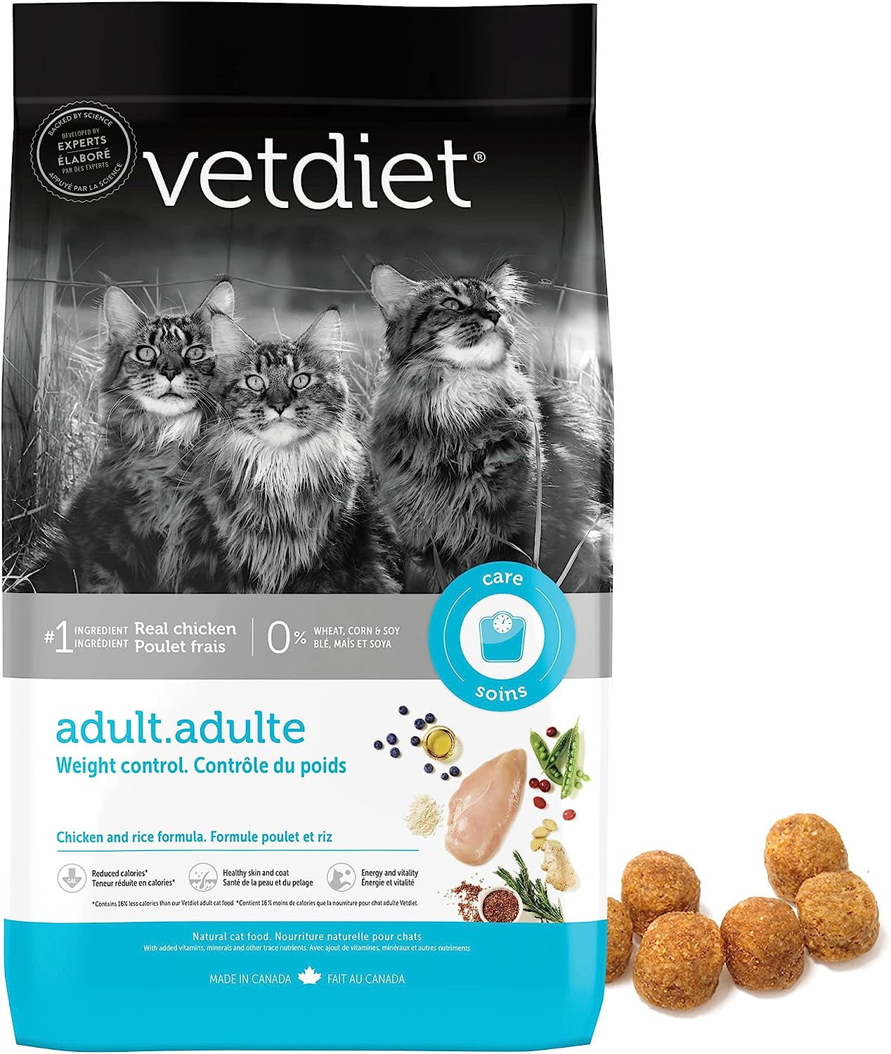 Cat Food Weight Control for Adult Cats, Chicken and Rice Formula, 7 lb