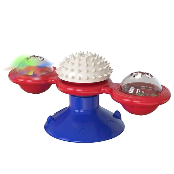 Cat Food Windmill | Interactive Suction Cup Kitten Toy - Pet Windmill Treat Dispenser Toy - for Home Dorm Apartment Living Room Balcony