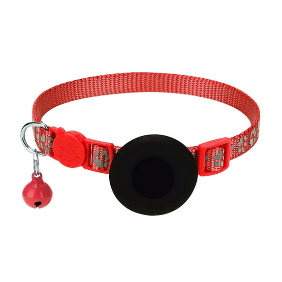 Cat Foot Printing Airtag Cat Collar With Breakaway Bell Airtag Cat Collar Reflective Adjustable Strap Collar Breakaway With Airtag Holder 1 CM In Width Leather Dog Leashes for Small Dogs Cat Join
