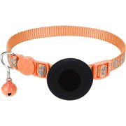 Cat Foot Printing Airtag Cat Collar With Breakaway Bell Airtag Cat Collar Reflective Adjustable Strap Collar Breakaway With Airtag Holder 1 CM In Width Quick Release Buckles 3/4 (Orange, One Size)