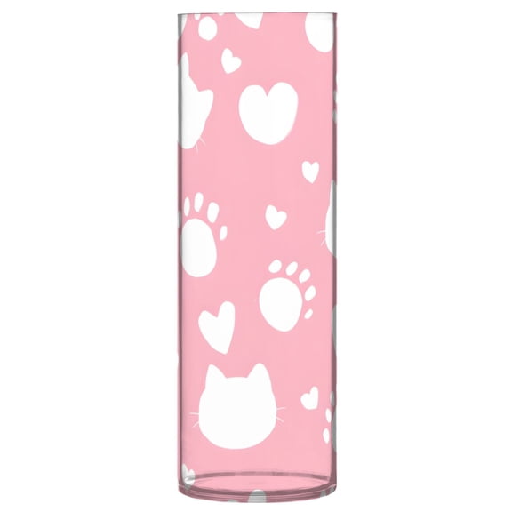 Cat Footprint Silhouette Pattern Vase Flower Vase Clear Unbreakable Plastic Tall Decorative 11.8in