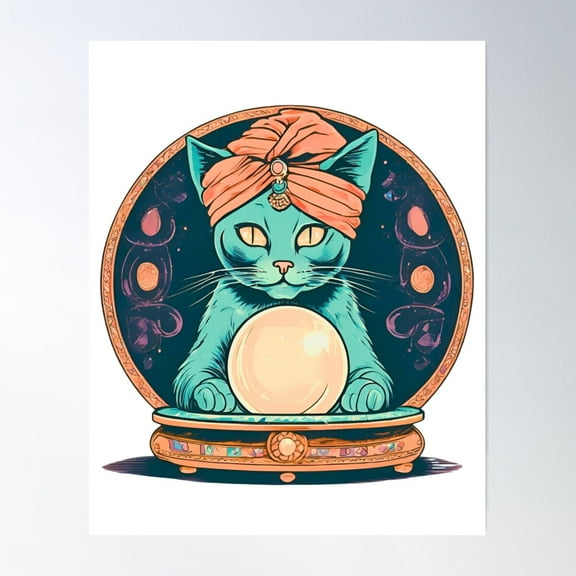 Cat Fortune Teller Cat Poster Wall Art, Modern Wall Decor For Living Room Bedroom, 12x18 UNFRAMED