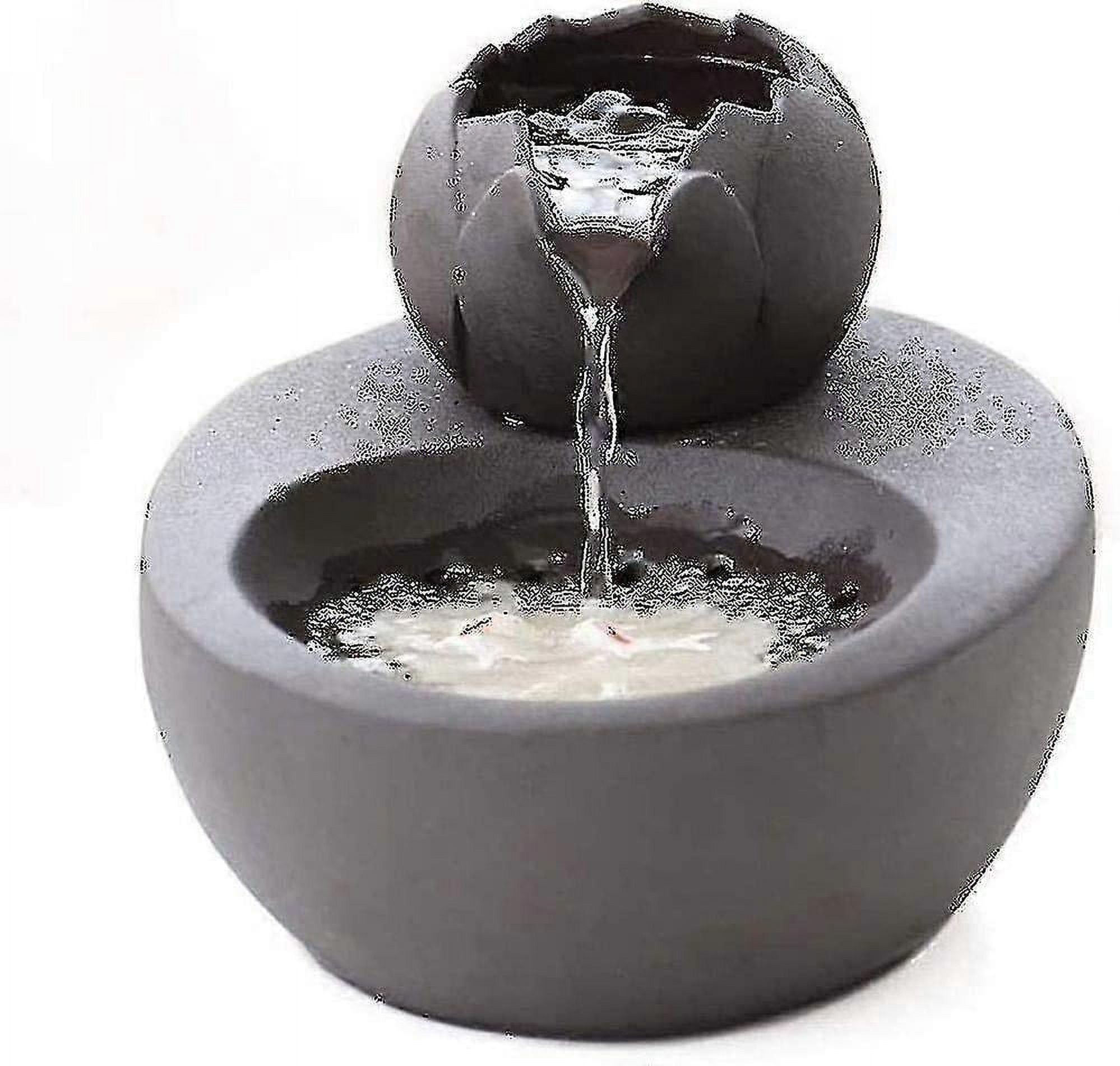 Cat Fountain Ceramic Pet Water Dispenser - Lotus Vertical Cat Drinking Fountain - Automatic Circulation Filter Water Health And Hygiene Bottom With Sm
