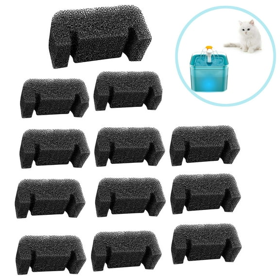 Cat Fountain Filter Replacement, Qzbhct Upgraded Sponge Foam Filter for Round and Cubic Stainless Steel Top Cat Fountain, for Crystal and Fantasy Cat Fountain (Pack of 12)