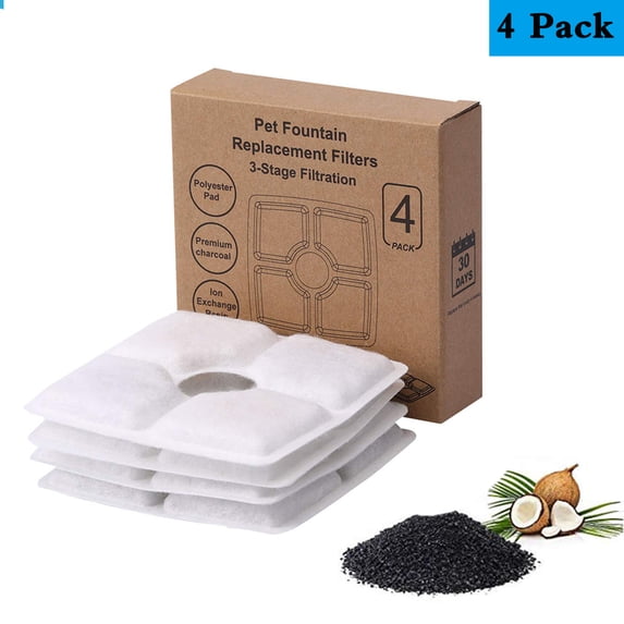 Cat Fountain Replacement Filter - 4 Pack,Pet Fountain Filters,Carbon Replacement Filter for 84oz/2.5L Automatic Pet Fountain Cat Water Fountain Dog Water Dispenser