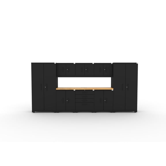 Cat Fully Welded Garage Storage Cabinetry Set including 2 Locker, 3 Wall, 2 Base, 1 Tool and 84" Worktop